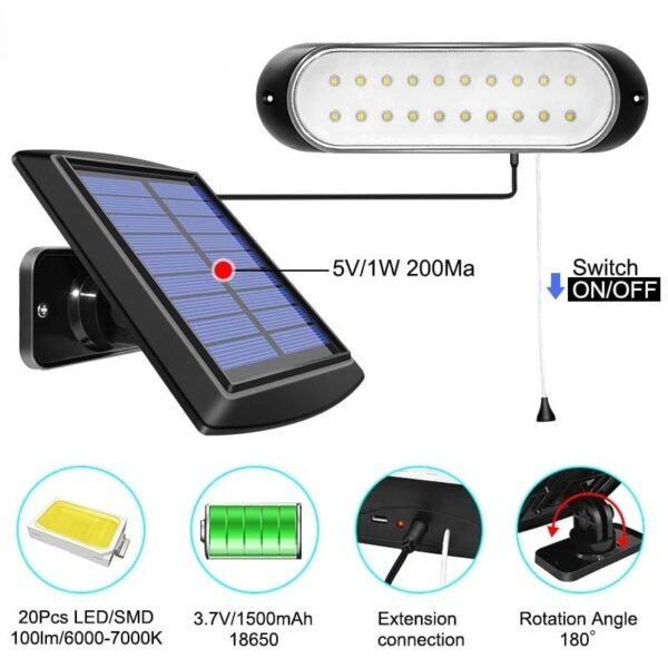 Projecteur extérieur solaire à LED avec interrupteur