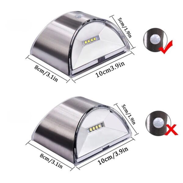 Applique solaire murale inox avec ou sans détecteur de mouvement