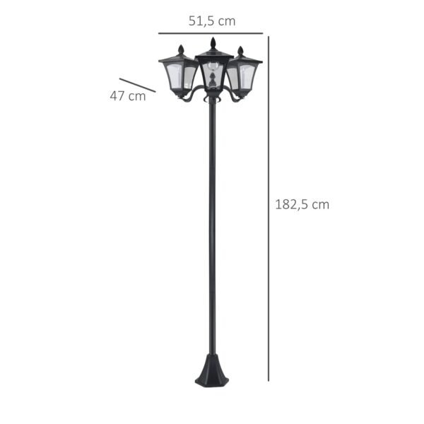 Lampadaire solaire LED 3 têtes d'extérieur