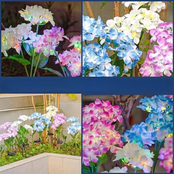 Balise solaire fleurs hortensia
