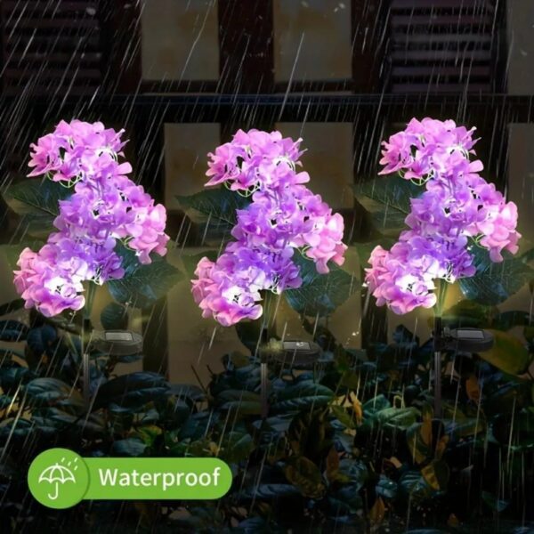 Balise solaire fleurs hortensia
