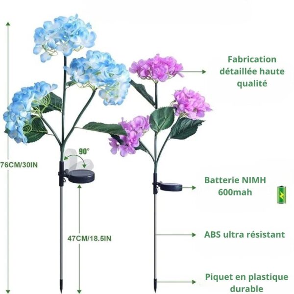 Balise solaire fleurs hortensia