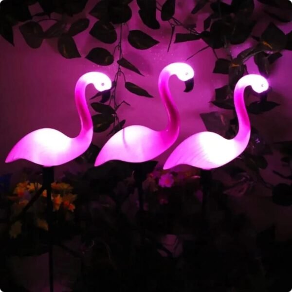 Borne solaire LED flamant rose