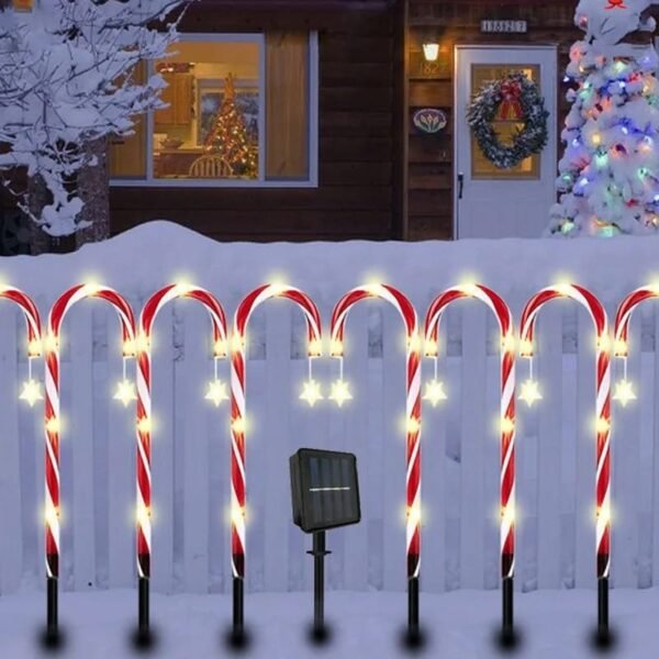 Bornes solaires canne à sucre de noël