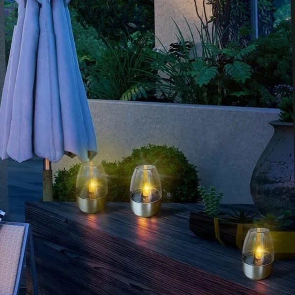 Bougie solaire LED étanche en inox