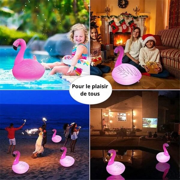 Flamant rose flottant lumineux solaire