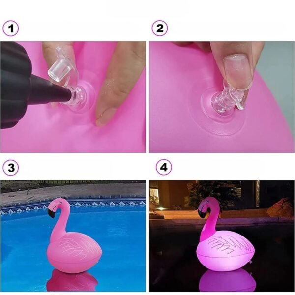Flamant rose flottant lumineux solaire
