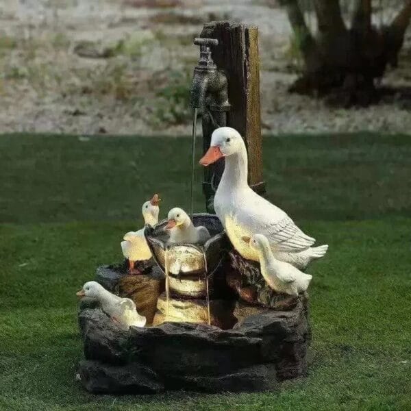 Fontaine canard à lumière solaire
