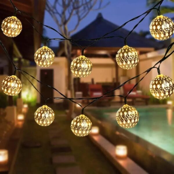 Guirlande solaire LED boules marocaines