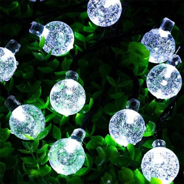 Guirlande solaire guinguette boules LED blanches