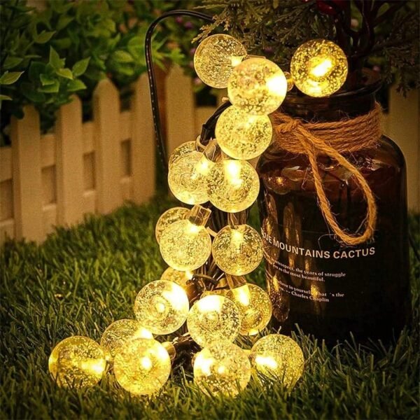 Guirlande solaire guinguette boules LED blanches