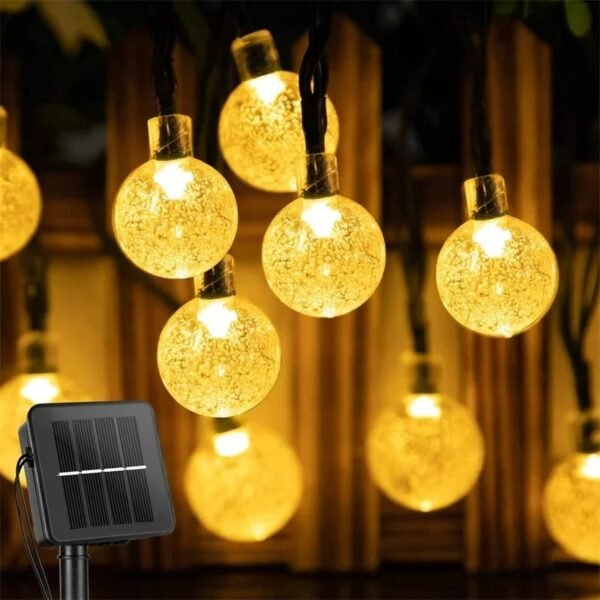 Guirlande solaire guinguette boules LED blanches