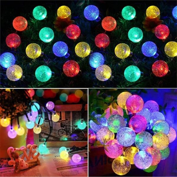 Guirlande solaire guinguette boules LED multicolores
