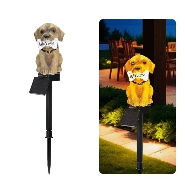 Lampe solaire LED chien pour jardin