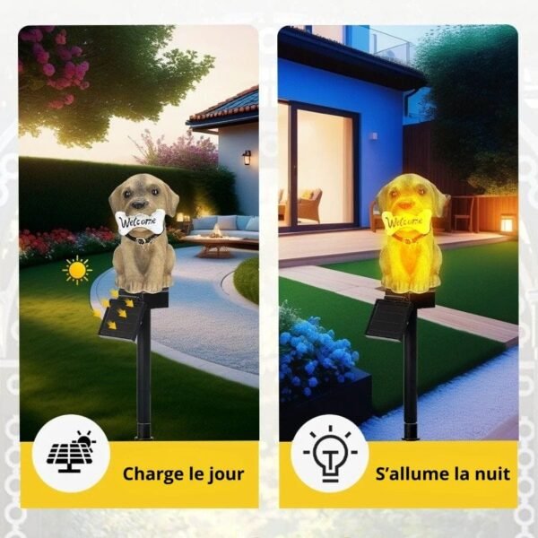 Lampe solaire LED chien pour jardin