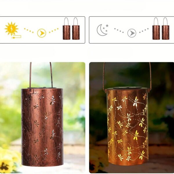 Lanterne solaire avec motifs libellule