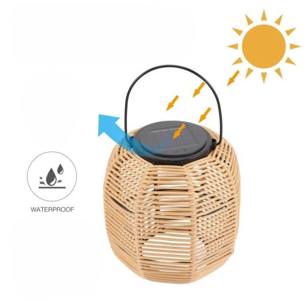 Lanterne solaire d'extérieur tissée en rotin