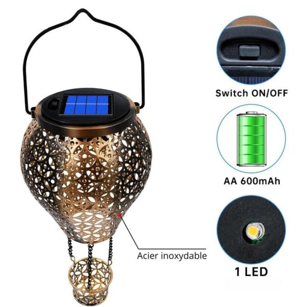 Lanterne solaire marocaine d'extérieur sur pied