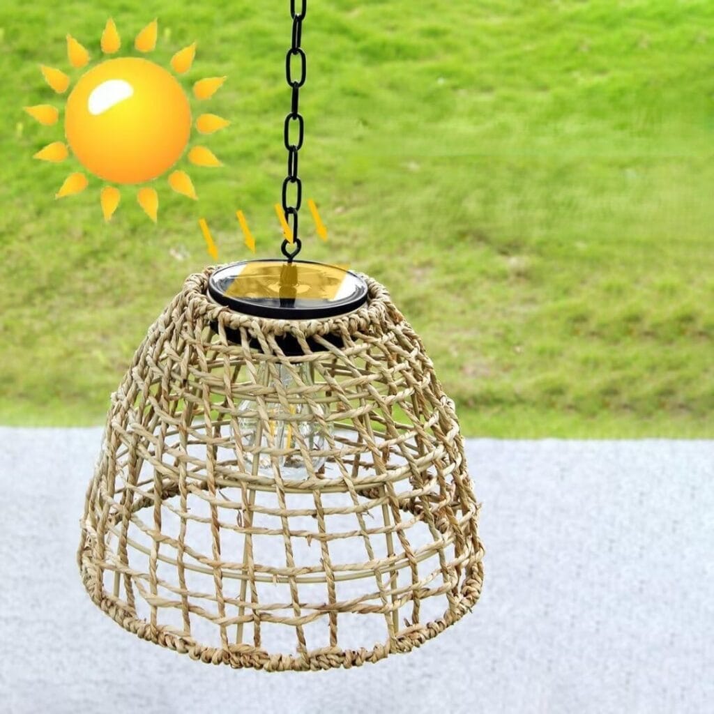 Comment choisir une lampe solaire d’extérieur ? Guide complet 2025 1 Suspension solaire LED bohème en rotin