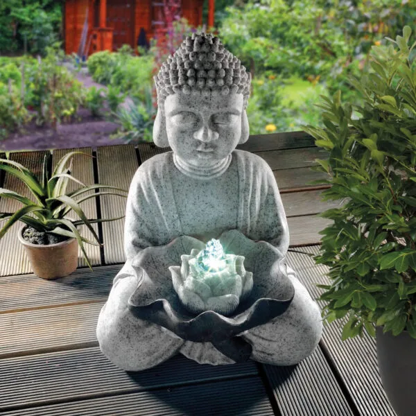 Fontaine solaire bouddha pour jardin