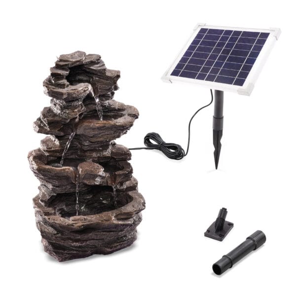 Fontaine solaire cascade rocher