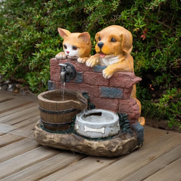 Fontaine solaire chien et chat