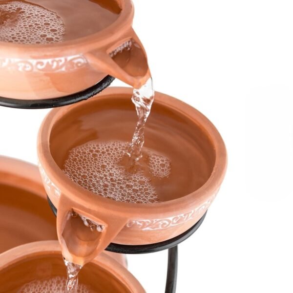 Fontaine solaire pour jardin cascade de pots en terre cuite