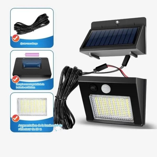 Applique murale solaire LED d'extérieur avec détecteur