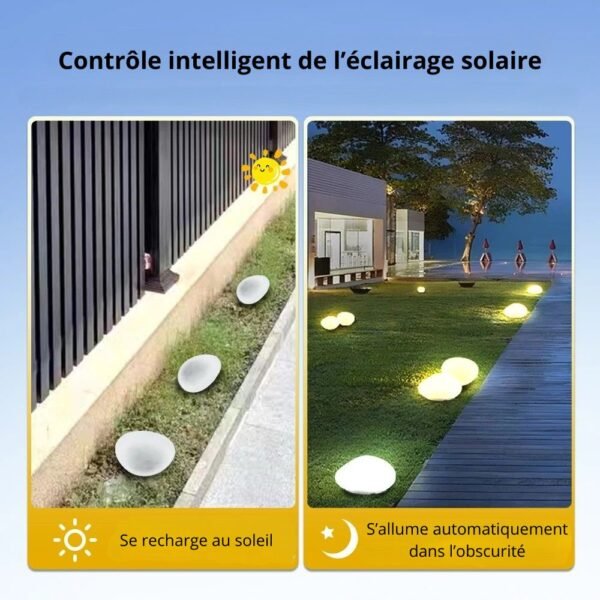 Galet lumineux solaire pour extérieur ou jardin
