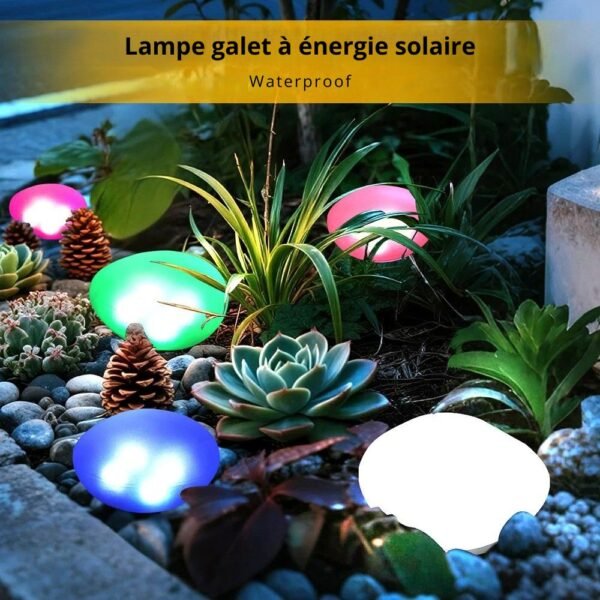 Galet lumineux solaire pour extérieur ou jardin