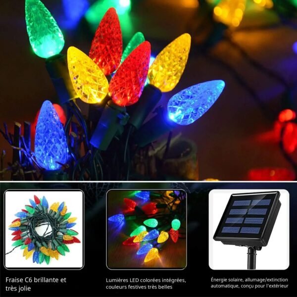 Guirlande solaire lumineuse pour sapin extérieur