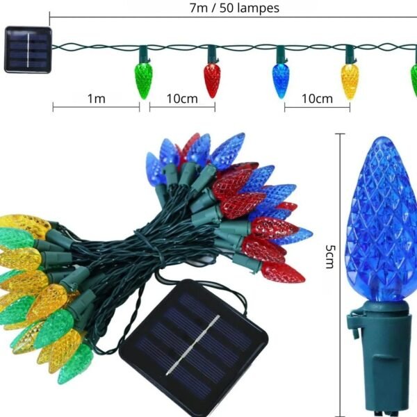 Guirlande solaire lumineuse pour sapin extérieur