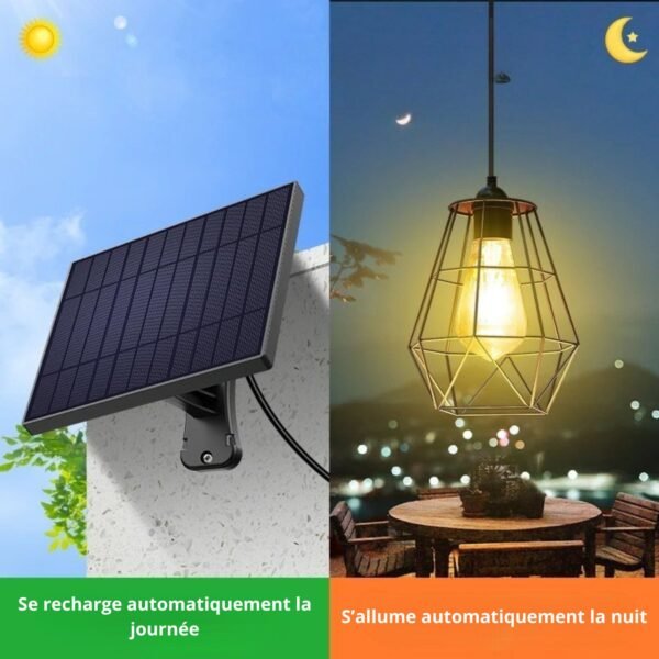 Lampe solaire rétro avec abat-jour vintage