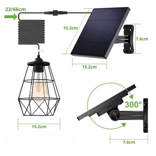 Lampe solaire rétro avec abat-jour vintage