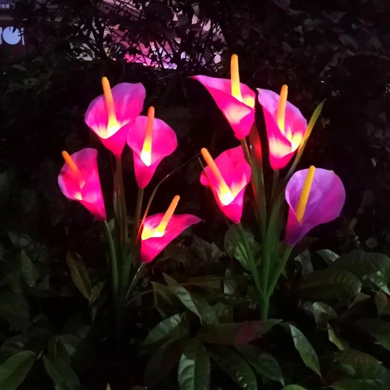 Balise solaire fleurs de lys calla à piquer 1 Balise solaire fleurs de lys calla à piquer