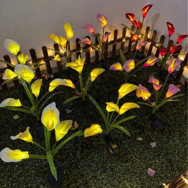Balise solaire fleurs de lys calla à piquer