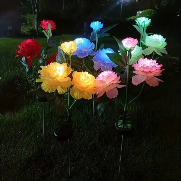 Borne solaire fleurs de pivoine