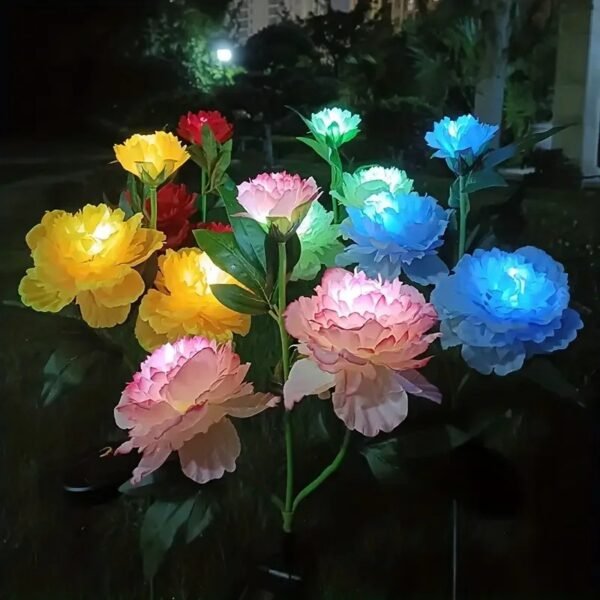 Borne solaire fleurs de pivoine