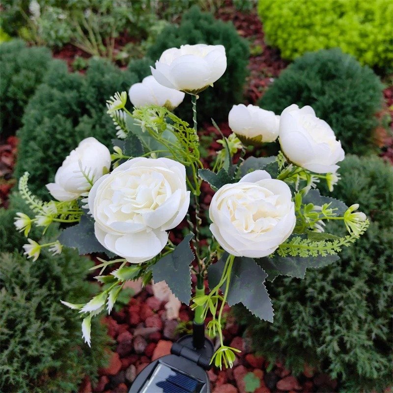 Lampe plante à fleurs camélia solaires pour jardin 6 Lampe plante à fleurs camélia solaires pour jardin