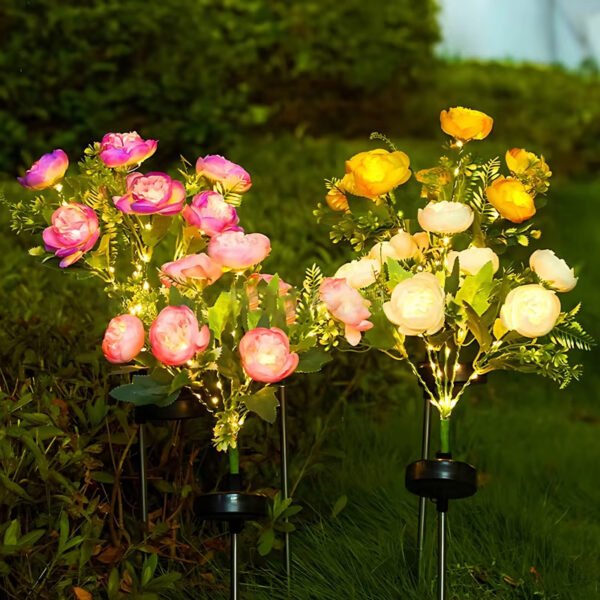 Lampe plante à fleurs camélia solaires pour jardin
