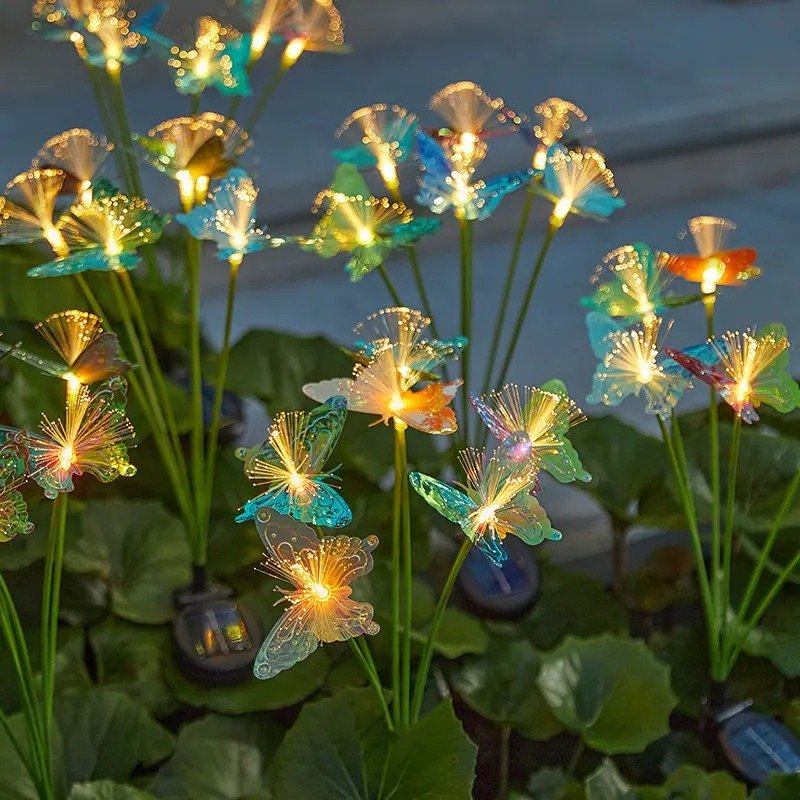 Borne papillons lumineux solaire à LED 8 Borne papillons lumineux solaire à LED